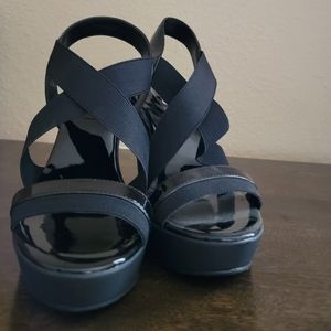 Charles by Charles David Black-EP Elastic patent leather platform Wedge, 7.5